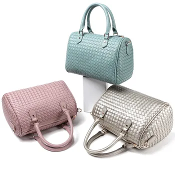 

2020 New Women's Shoulder Bag Fashion PU Woven Pillow Bag Simple Pure Color Wild Large Capacity Lady Handbag Messenger Bag