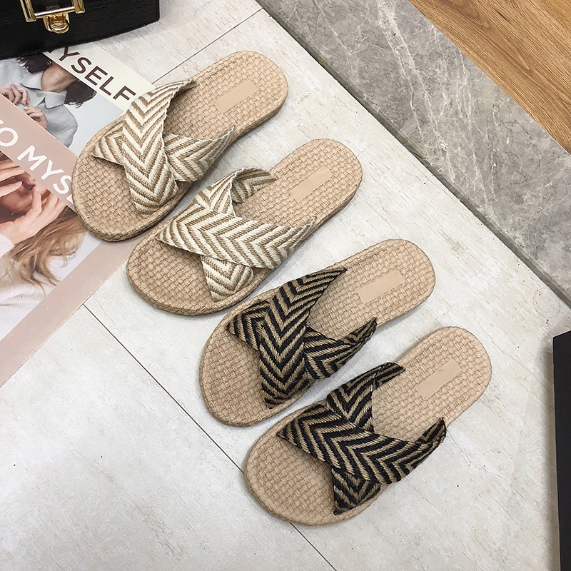 Плетеные летние шлепанцы Женские пляжные Boho Sea Вьетнамки Повседневные