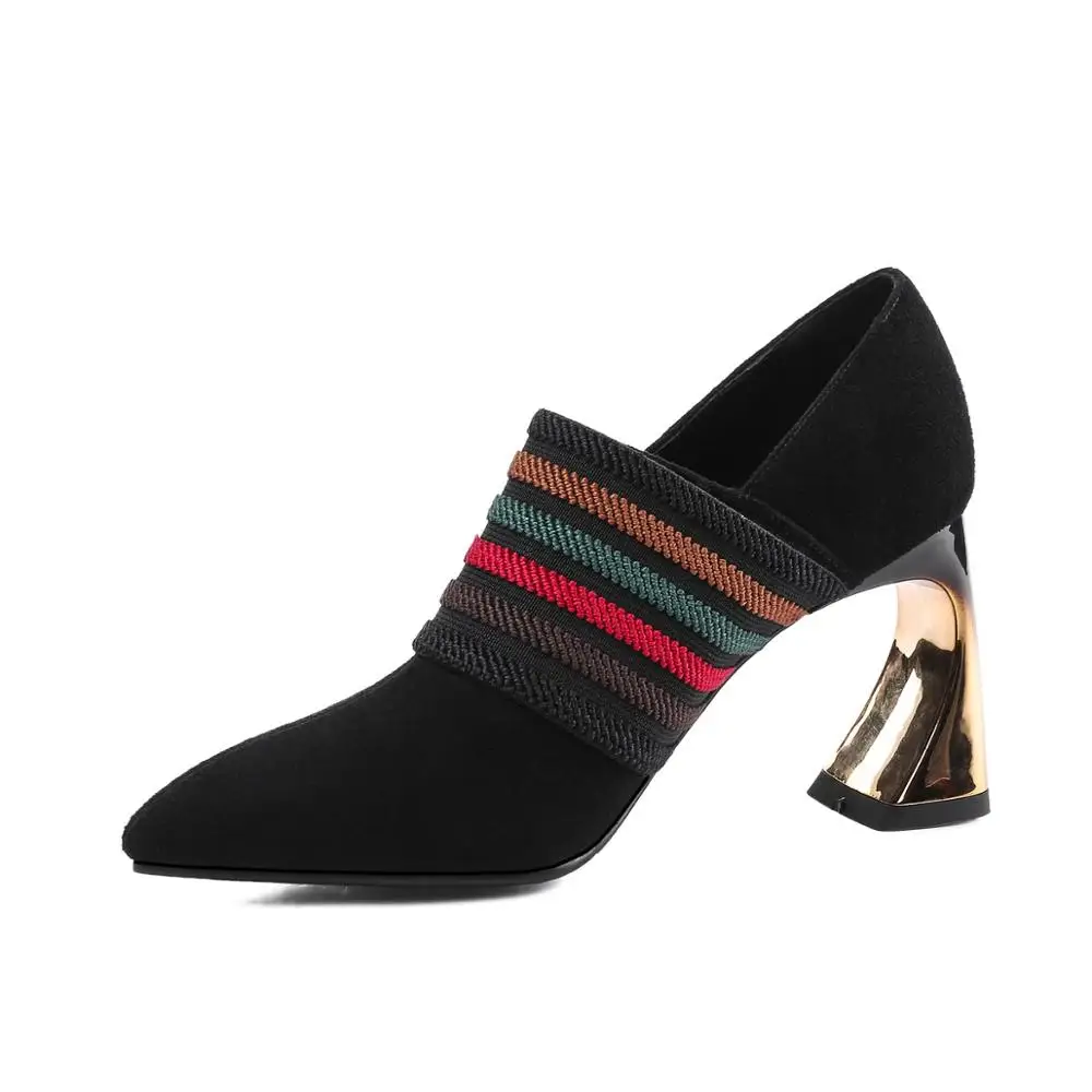 

Spring autumn sheep suede women shoes 8CM shaped thick high heel comfortable lining pointed toe fashion shoes women