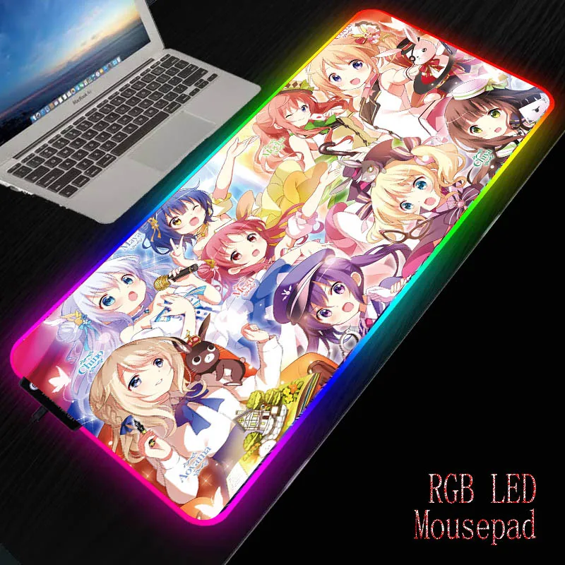 

XGZ Animation Mouse Pad A Set of Cute Girl Pattern RGB Backlight Color LED Gamer Accessories Computer Notebook Desk Mat