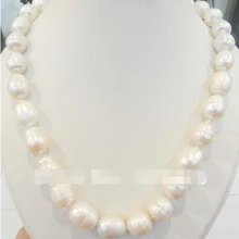 1166 HOO 10*12 мм белый настоящий природный жемчуг ожерелье 17-1" HOO 10*12 мм белый настоящий природный жемчуг ожерелье 17-18"