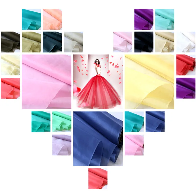 8 момме 110 см органический шелк органза ткань для модных женщин Пышное Платье принцессы в сплошной цвет