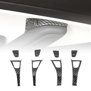 

For Tesla Model 3 Carbon Fiber Pattern Door Lock Protection Cover 8PCS 18-19 Modification Sticker Accessories