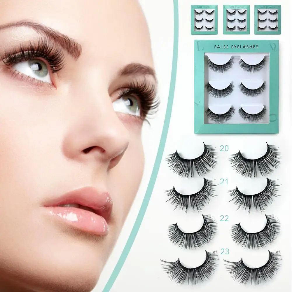 

3 Pairs Fake Eyelashes Soft Handmade Eyelashes For Parties Weddings Photographs Reusable And Comfortable Wide Applicability
