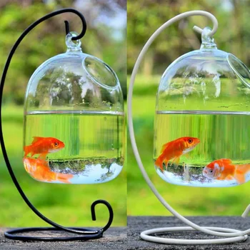 

Hanging Ball Terrarium with Bent Stable Stand Glass Mini Fish Tank Flower Vase Plant Bottle Garden Fish Bowls