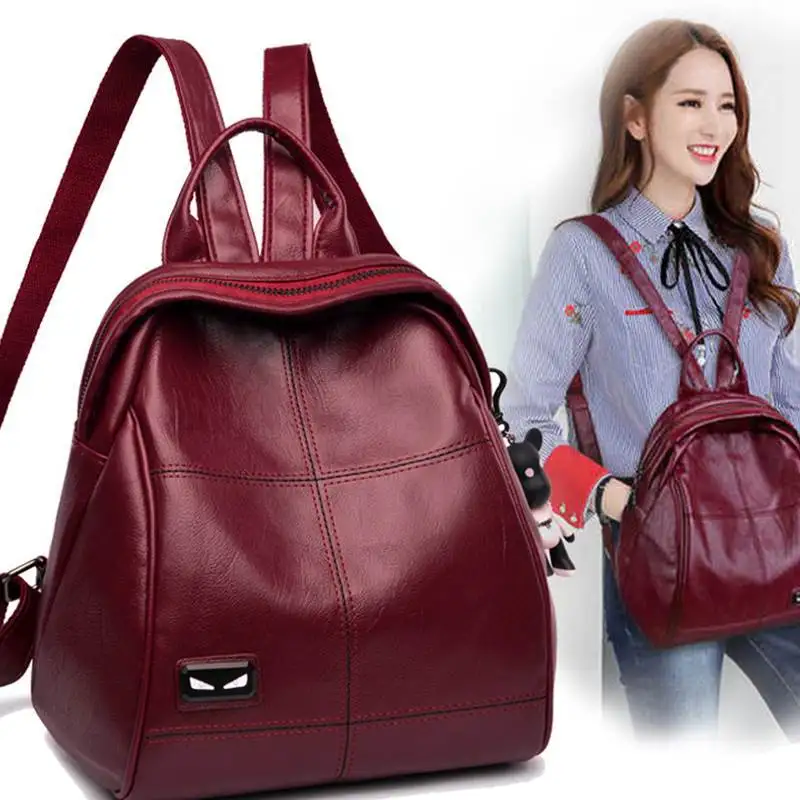 

Cross Border Backpack Women's Korean-style 2019 New Style Fashion Women's Soft Leather Backpack Casual Fashion Small Monster Sch