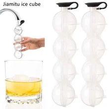 

4 Cavity Ice Cube Maker Form For Ice Flexible Silicone Whiskey Cocktail DIY Round Ice Ball Ice Grid Party For Bar Kitchen Tool