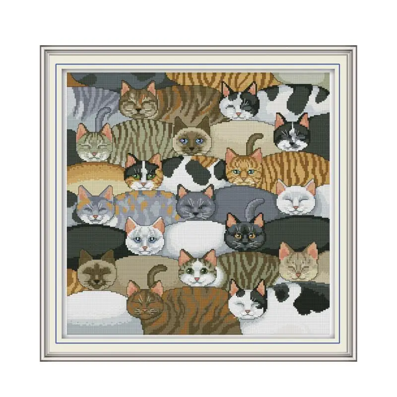 Catscrossstitchkitaida14ct11ctcountprintedcanvasstitches