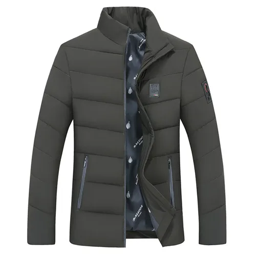 Мужская зимняя куртка, толстая, большой размер 8XL, стоячий воротник, хлопковое пальто, повседневная верхняя одежда, осенняя зимняя мужская куртка - Цвет: Армейский зеленый