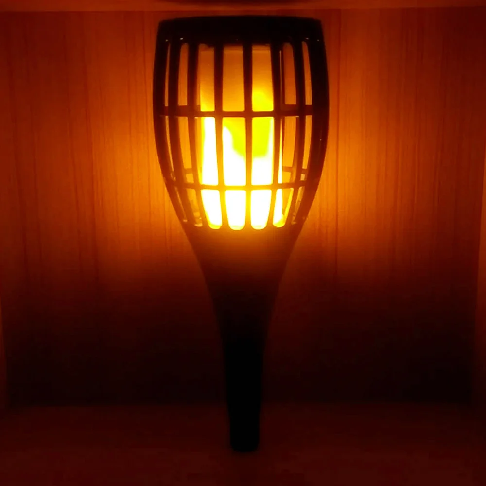 Solar Powered Flame Lights Square Backyard Household Accessory Lighting Fixture Lawn Light Bright 30LM