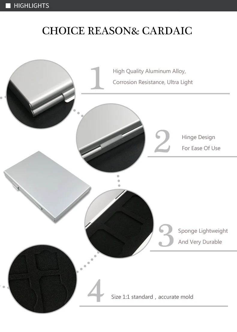 Memory Card Storage Box Aluminium Alloy Micro for SD MMC TF Protector Case memory card storage case BIZOE