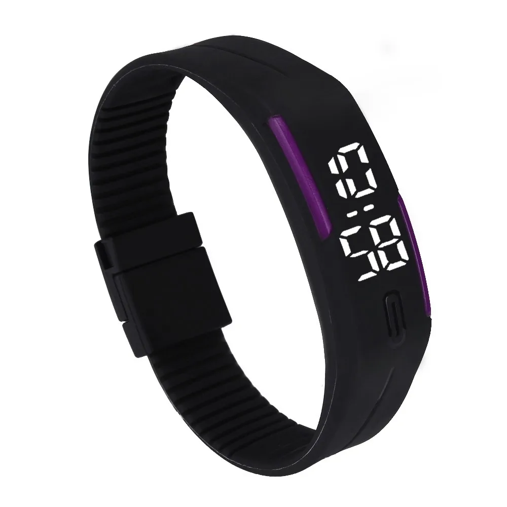 Модные мужские цифровые часы женские браслеты спортивные светодиодный Электронные Силиконовые наручные часы для детей zegarek damski - Цвет: Purple