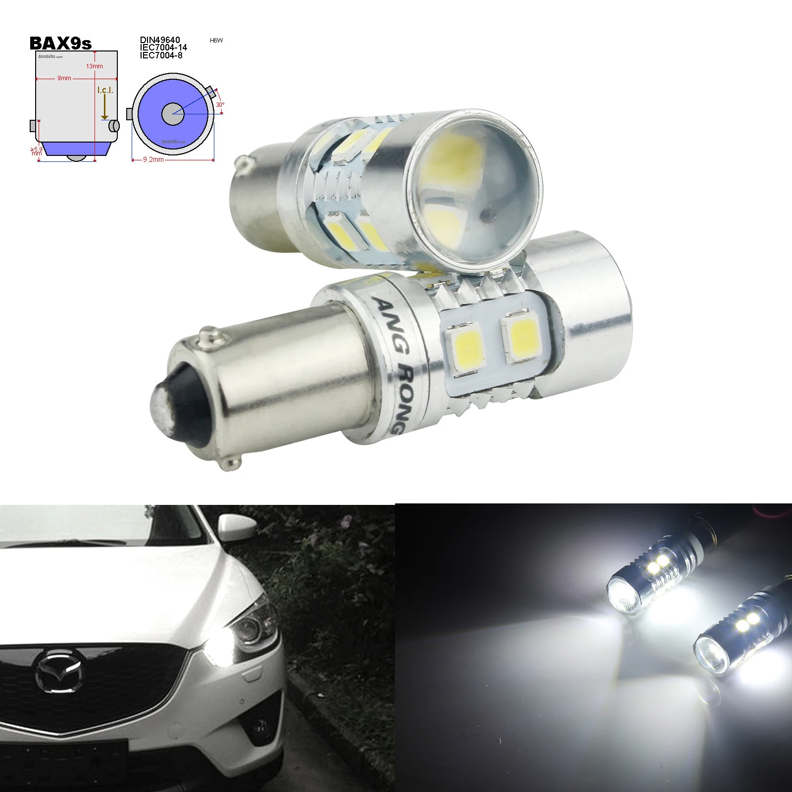 ANGRONG 2x H6W BAX9s 433 10 SMD СВЕТОДИОДНЫЙ ная лампа босветильник свет парковочный для BMW 3