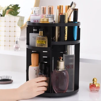 

Makeup Organizer Acrylic Adjustable 360 Degree Rotating Cosmetic Storage Holder Storage Box for Cosmetics Makeup