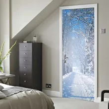 DIY самоклеящаяся детская Спальня дверь, декоративные Стикеры s Творческий Водонепроницаемый зимние восстановленные двери Стикеры