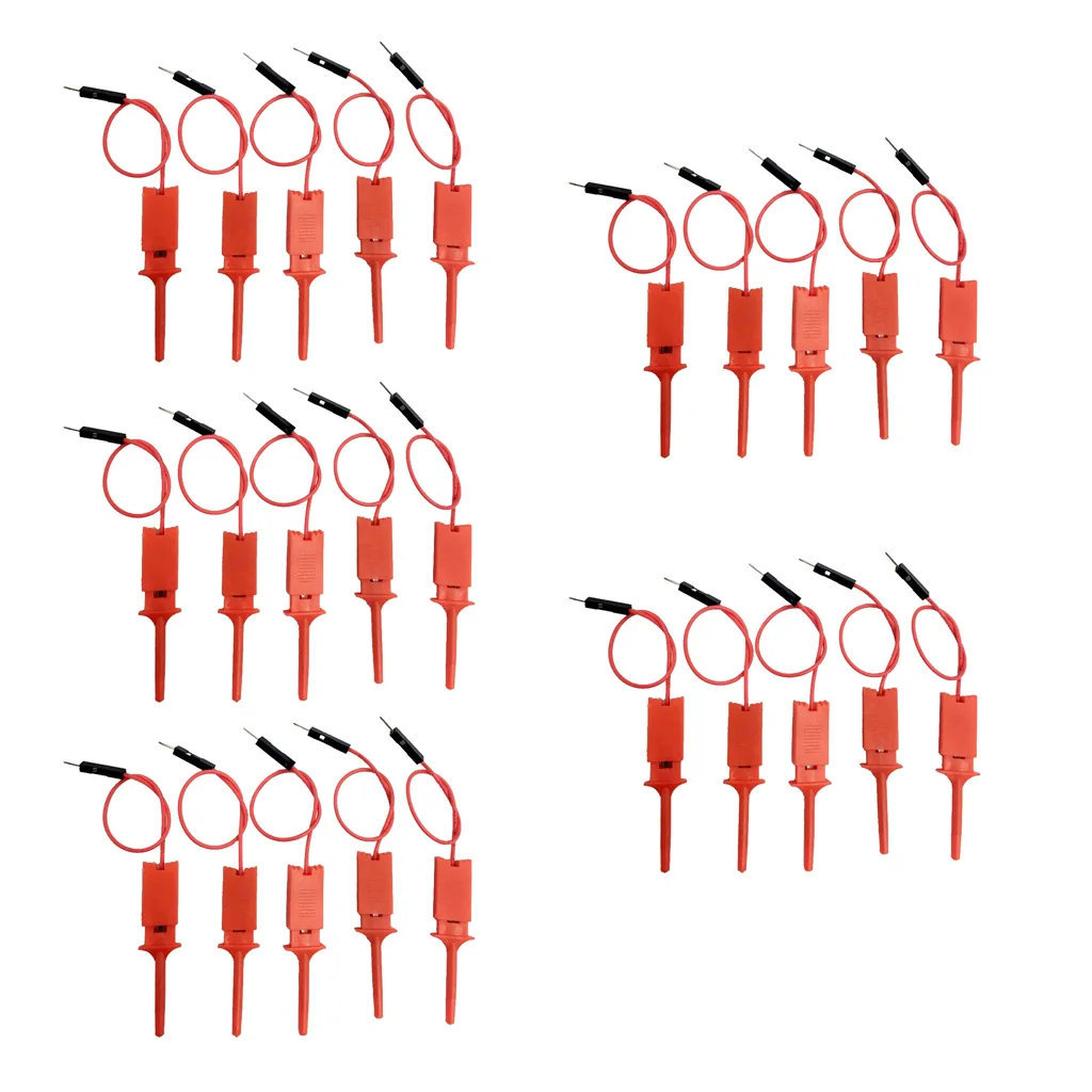 25pcs Red Logic Analyser Useful High Efficiency Clip Ideal Test Hood Leads