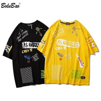 

BOLUBAO Brand Men T Shirts Men's Tee Hip Hop Clothing Tops High Street Cotton Graffiti Printing Male Trend T-Shirt