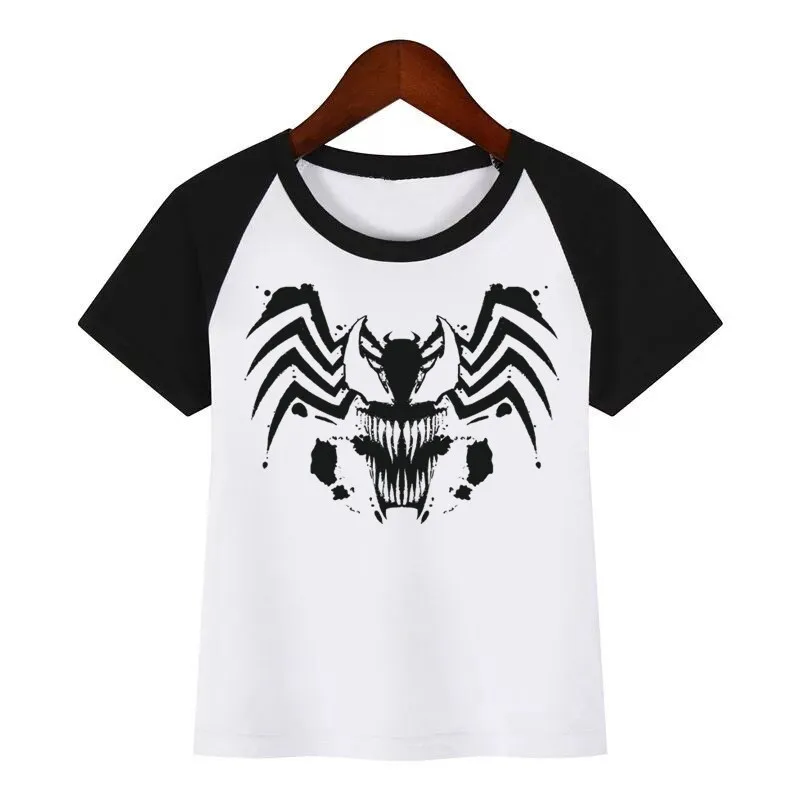 Детская футболка с круглым вырезом и мультяшным рисунком Venom комиксов Marvel Человека-паука футболки летние топы для детей, для девочек, футболка с коротким рукавом на мальчиков/девочек Костюмы