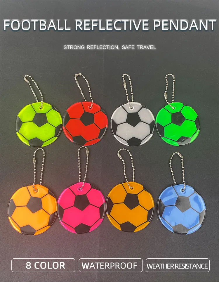 Llaveros de fútbol de 6 cm, llavero reflectante, bolsa colgante, accesorios de Seguridad de Tráfico visible de alta visibilidad