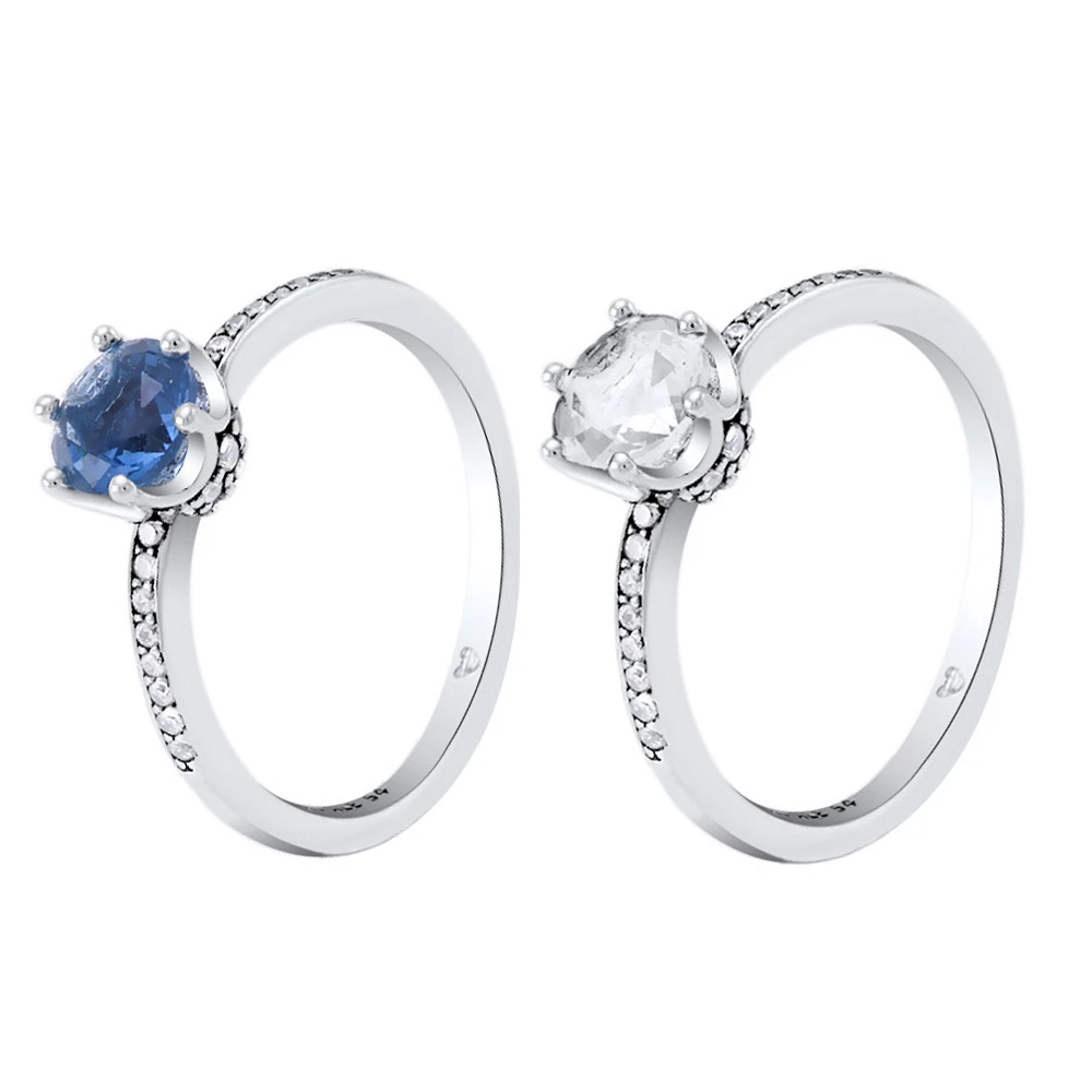 Clear Sparkling Blue Sparkling Crown Solitaire Ring Pandora Crown