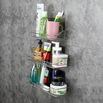 

Bathroom storage shelf toilet wall household wall hanging kitchen finishing storage rack stainless steel free punching LB829112