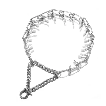 

Polished Stainless Steel Cuban Chain Adjustable With Comfort Rubber Tips, White Safe And Effective For Dog Prong Training Collar