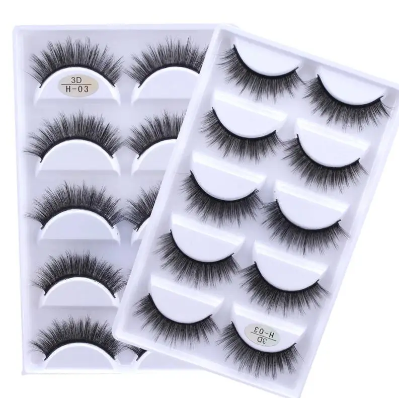 

5 Pairs 3D Mink Hair Natural Cross False Eyelashes Long Messy Makeup Fake Eye Lashes Extension Make Up Beauty Tools maquiagem