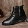 Vintage Men Boots Top Quality Plush Warm Winter Boots Men Casual Shoes Genuine Leather Ankle Boots Male Side Zipper Brogue Shoes ► Photo 2/6