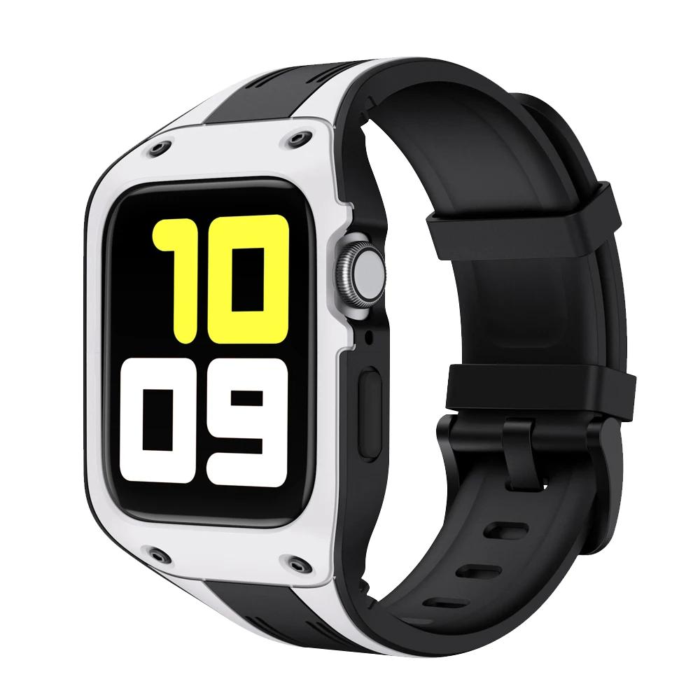 

2 in 1 Band+Case for Apple Watch 5 4 Band 44mm 42mm iwatch Strap Silicone Sports Strap for Series 5 4 3 2 1 Wristwatch Belt.