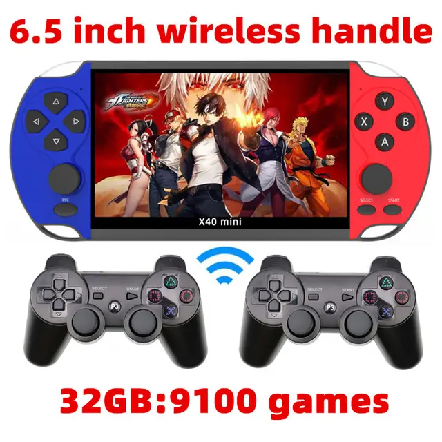 CZT 6.5-inch Colorful wireless double player game console built-in 9100 games  arcade/neogeo/gbc/snes/fc/md multi-emulator mp4 6.5 32GB wireless