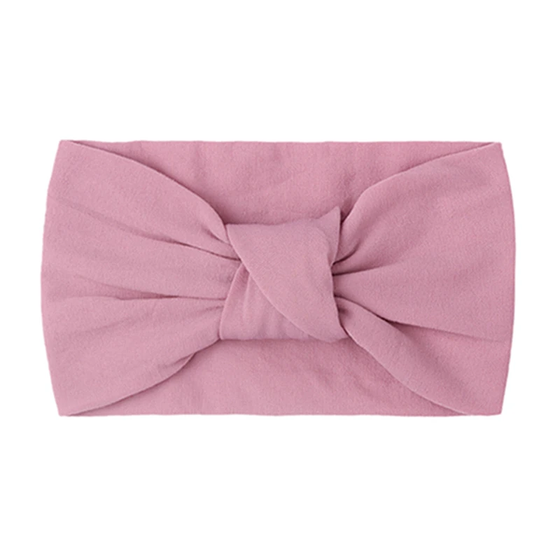 Baby Girls Comfortable Soft Elastic Nylon Hairband Solid Color Handmade Knotted Infant Headband Children Headwear Birthday Gifts Baby Accessories Baby Accessories