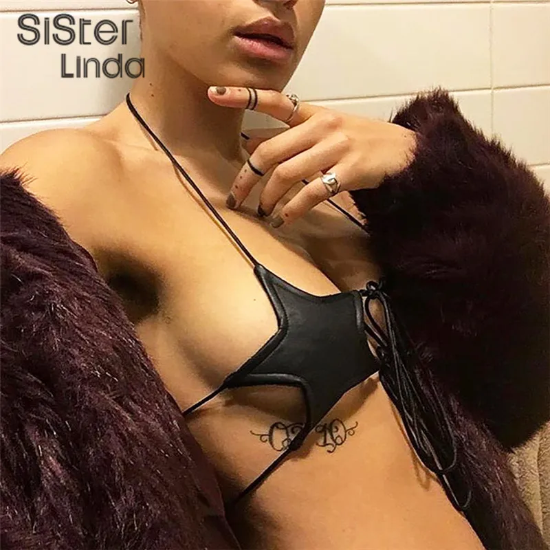 Sisterlinda, искусственная кожа, пэчворк, звезды, повязки, на шнуровке, Топики, сексуальные, кроп-топы для женщин, осень, женские, модные, вечерние, Клубные топы, Mujer