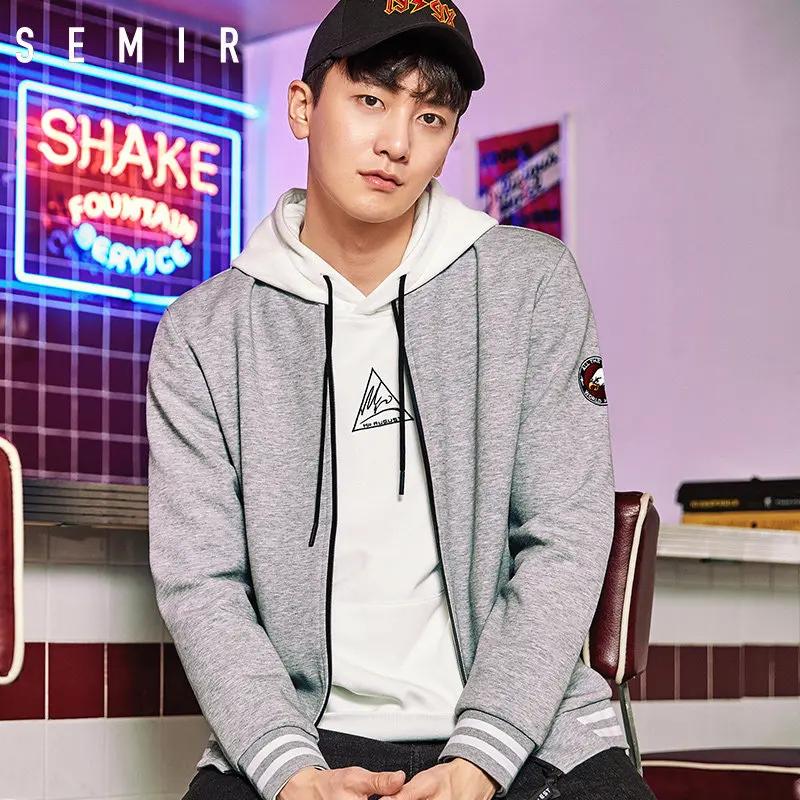 SEMIR куртки мужские толстовки с воротником для подростков в студенческом стиле