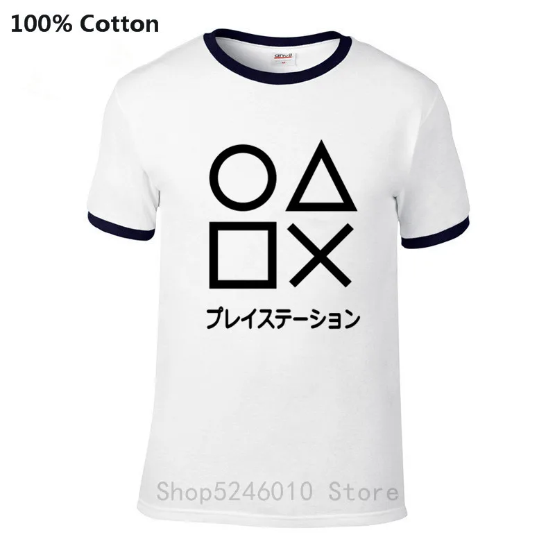 New Retro Japanese Kanji Ps Game Playstation Controller T Shirt Men Funny Streetwear Ps1 Ps2 Ps3 Ps4 Gaming Short Sleeve T Shirt T Shirts Aliexpress