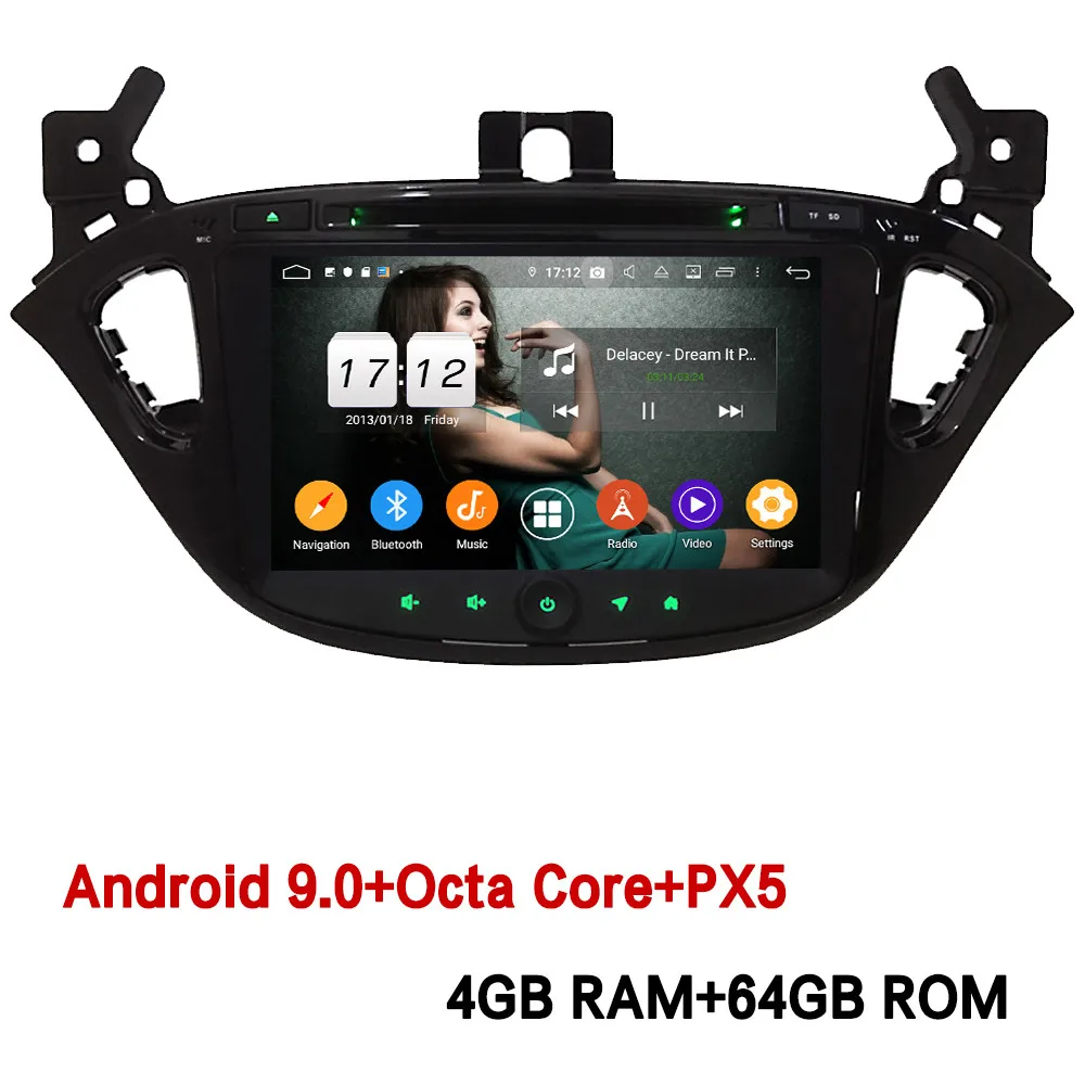 Klyde " ips 4G Android 9,0 Восьмиядерный 4 Гб ОЗУ 64 Гб ПЗУ DSP автомобильный dvd-плеер Стерео gps ГЛОНАСС для Opel/Vauxhal Corsa E - Цвет: 4GB RAM x 64GB ROM