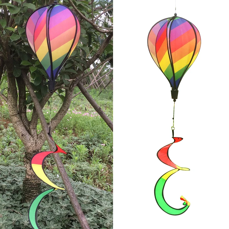 

1Pc Rainbow Stripe Windsock Hot Air Balloon Wind Spinner Outdoor Kids Toy Drop shipping