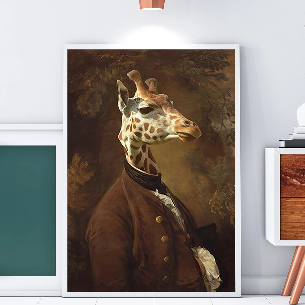 Giraffe in Dress Classical Canvas Paintings On the Wall Art Posters And Printing Wall Pictures for Living Room Home Unstertched