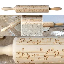 Инструмент для выпечки DIY печенье Роллинг штифт мука Выгравированный торт тиснение кухня музыкальная нотка ручной антипригарный тесто деревянный