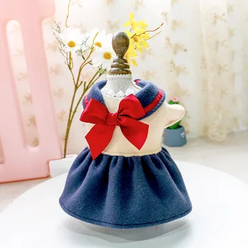 

Pet Dog Cat Teddy Bichon Clothes Cute Cats and Kittens Even Different Kind Clothing Purplish Blue Bow Students Princess Dress