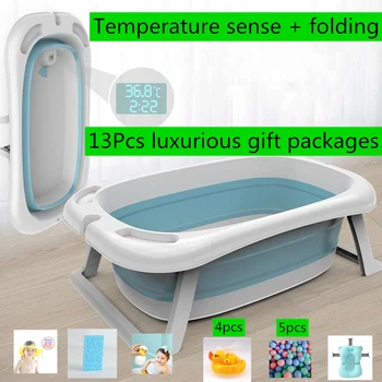 

Temperature Sensing Bathtub for Baby Smart Infant Bath Tub Folding Baby Widen Thicken Kid Bathtub
