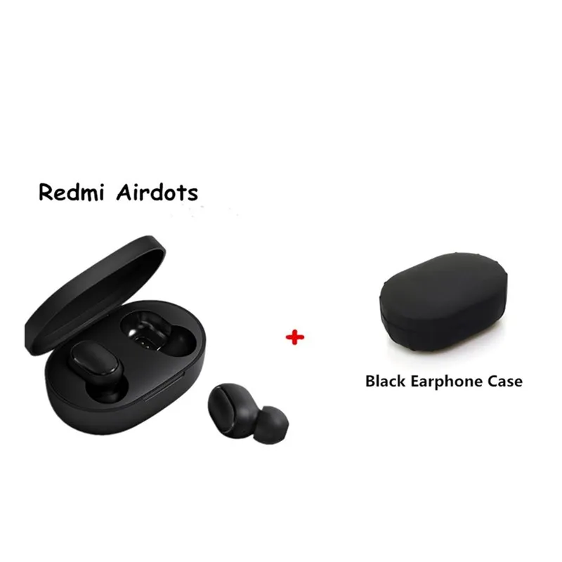 Redmi TWS AirDots Bluetooth наушники стерео беспроводные Bluetooth 5,0 наушники с микрофоном зарядное устройство управление AI - Цвет: add black case