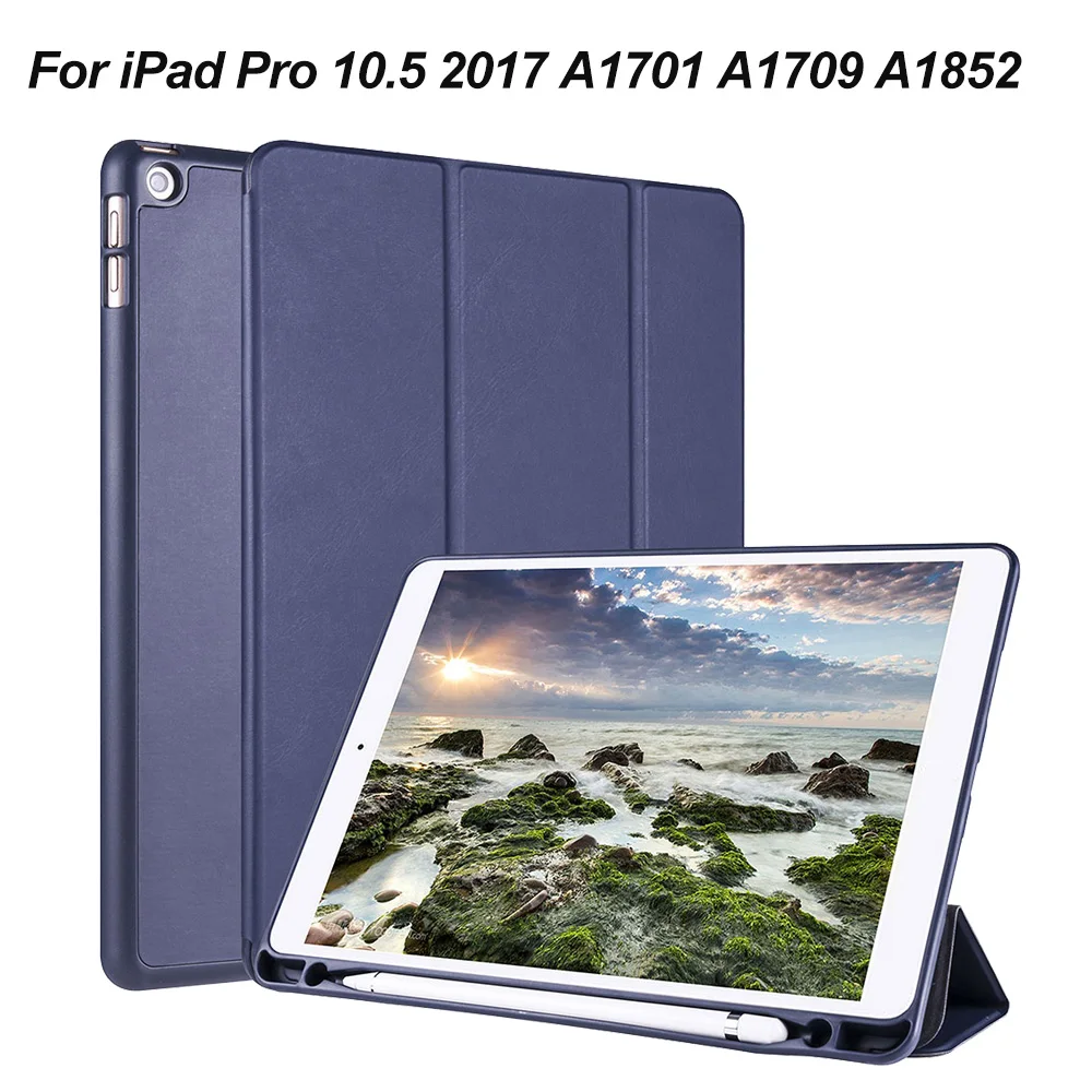 Флип-чехол для iPad Pro Air 10,5 TPU Защитный чехол PU флип-подставка смарт-чехол для iPad 10,2 дюймов 7-го поколения - Цвет: Dark Blue pro 10.5