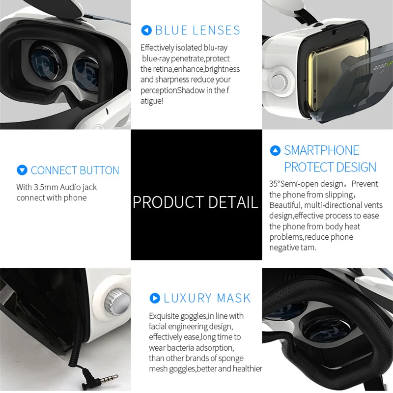 Original BOBOVR Z4 Leather 3D Cardboard Helmet Virtual Reality VR Glasses Headset Stereo BOBO VR for 4-6' Mobile Phone Original