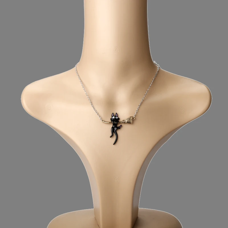 Аниме Кики СЛУЖБА ДОСТАВКИ JiJi ожерелье Черный кот кулон милый Косплей Hayao Miyazaki ювелирные изделия для женщин аксессуары для девочек подарок