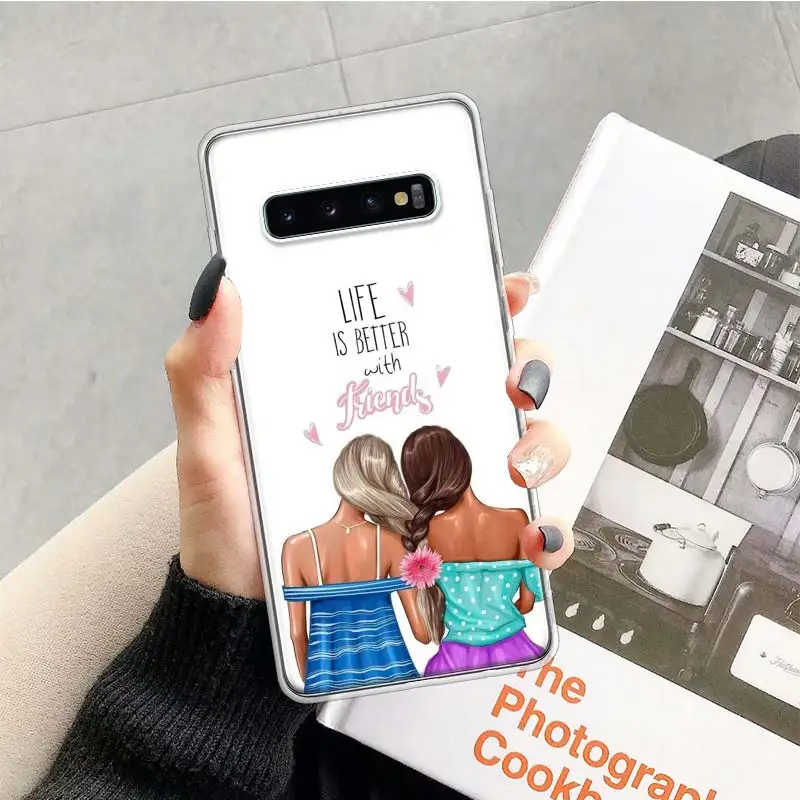 С надписью Best Friends в комплекте чехол для samsung Galaxy A10 A20E A30 A40 A70 M30S A50S A6 A7 A8 A9 плюс мягкий чехол для мобильного телефона чехол Coque