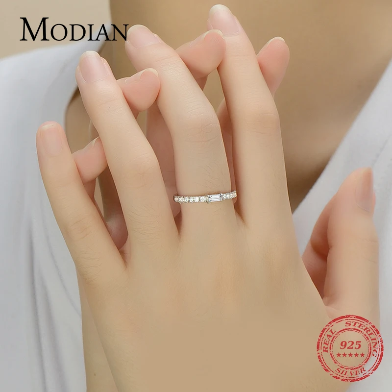 Modian Top Quality 100% Real 925 Sterling Silver Classic Charm AAAAA Zirconia Wedding Finger Rings For Women Fine Jewelry anel