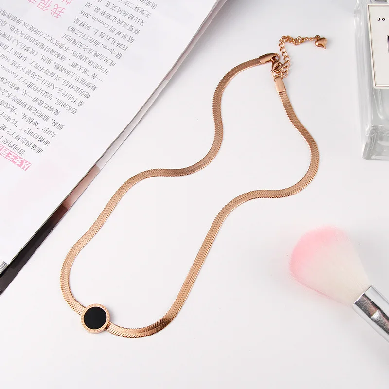 

New fashion rose gold black dot short necklace simple style snake bone chain retro style choker girl party gift party
