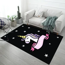 Высокое качество Единорог 3D печатных ковер мультфильм животное ребенок спальня игровые коврики мягкие фланелевые памяти коврики из вспененного материала для гостиной