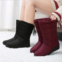 

2021 New Winter Waterproof Snow Boots Women's Plush Anti-Skid Middle Boots Women's Warm Mother Cotton Shoes 35-42