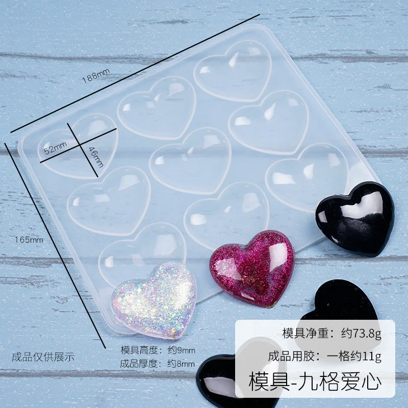 DIY Crystal Epoxy Resin Mold Heart Shaped 9 Grid Heart Silicone Mold For  Resin